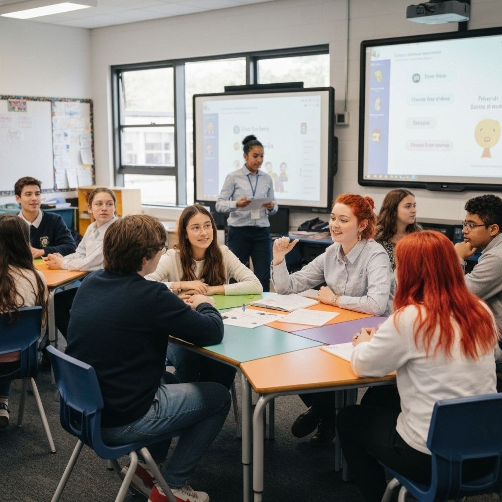 Estudiantes en clase bilingüe